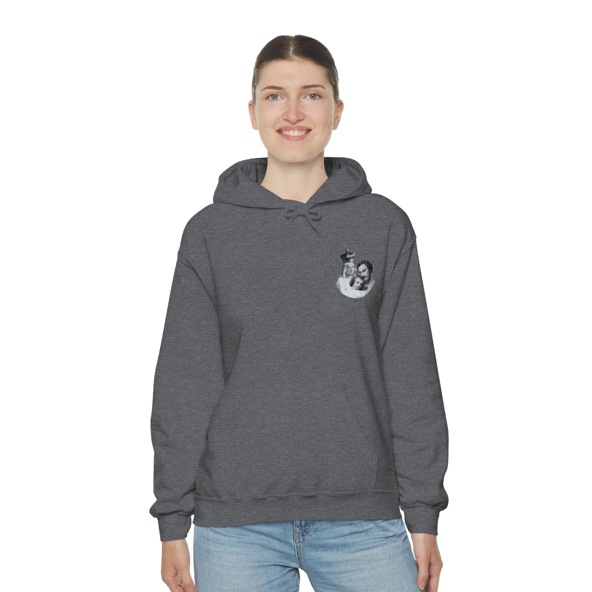 Lady of Victoria Front Only White Logo Unisex Heavy Blend™ Hooded Sweatshirt