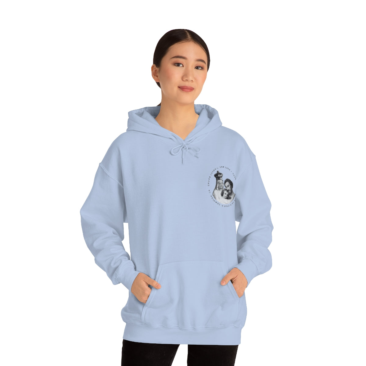 Lady of Victoria Front Only White Logo Unisex Heavy Blend™ Hooded Sweatshirt