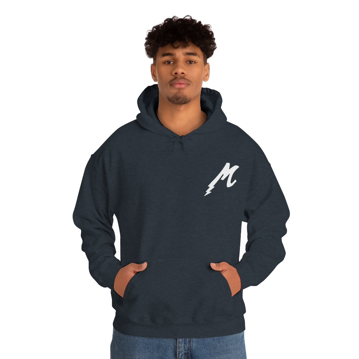Maza Lightning Front Only Black Logo Unisex Heavy Blend™ Hooded Sweatshirt