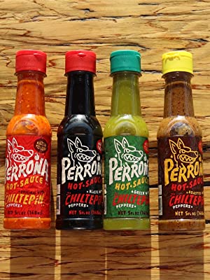 La Perrona Hot Sauce Variety | Chiltepin, Roasted, Green and Negra | 5 Ounce Bottles | Handmade | Salsa Picante 4 Pack