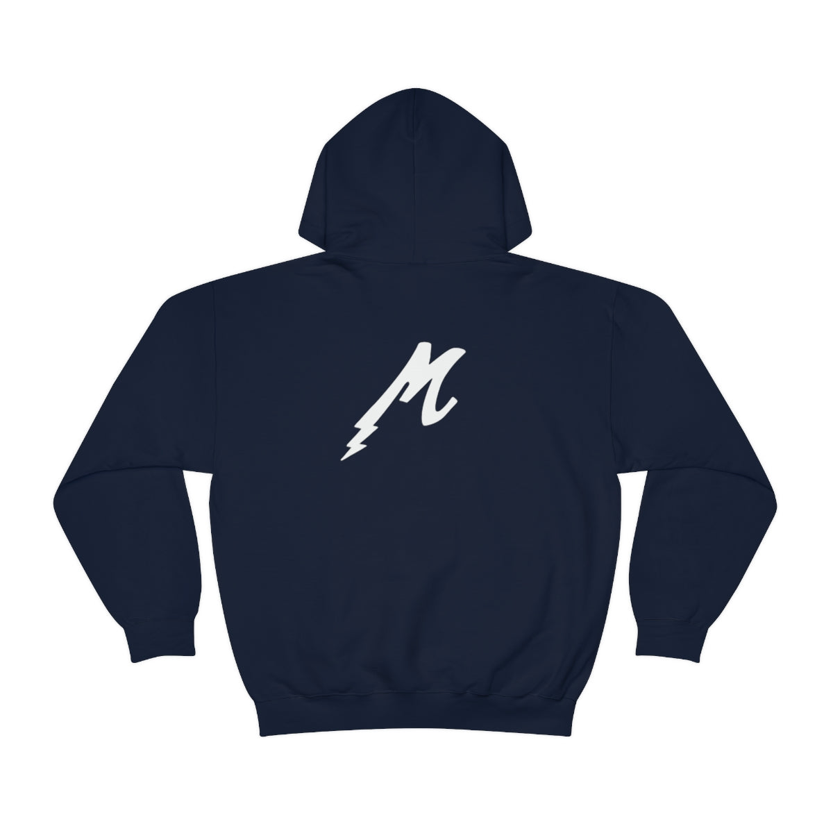 Maza Lightning Front Only White Logo Unisex Heavy Blend™ Hooded Sweatshirt