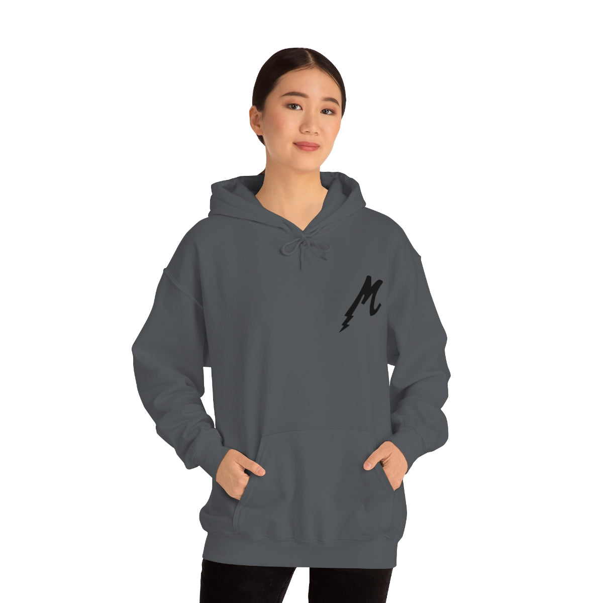 Maza Lightning Front Only Black Logo Unisex Heavy Blend™ Hooded Sweatshirt
